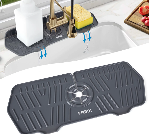 Kitchen Sink Splash Guard Faucet Mat -1 PC Super Absorbent Fast Drying Mat  Sink Gadgets-Splash Guard Behind Faucet Drip Catcher for Kitchen