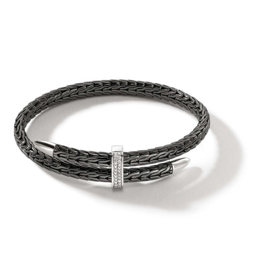 Spear Pavé Flex Cuff in Blackened Silver