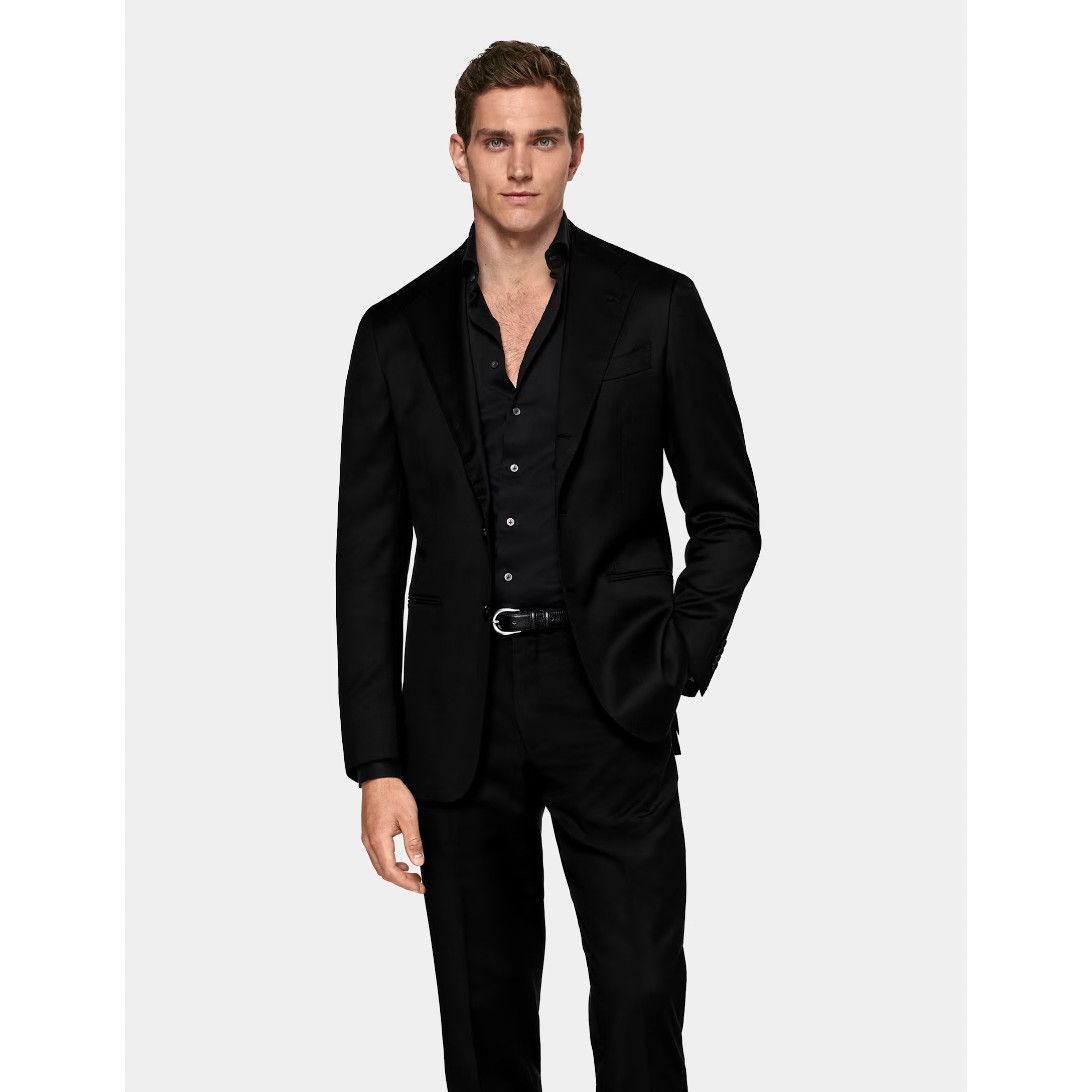 Black casual hot sale suit