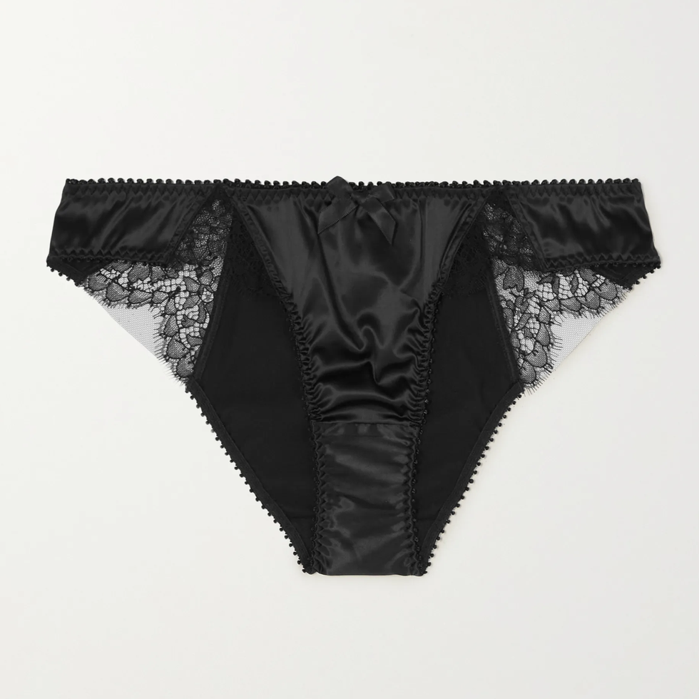 Low Rise Silk Panty with Lace Trimming