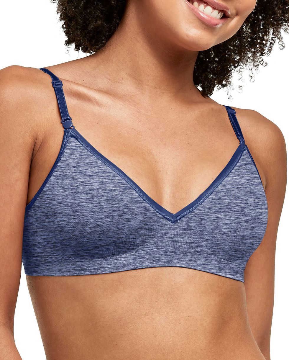 Hanes Women's Cozy Seamless Wire-Free Bra, Purple Cactus Flower, Small at   Women's Clothing store
