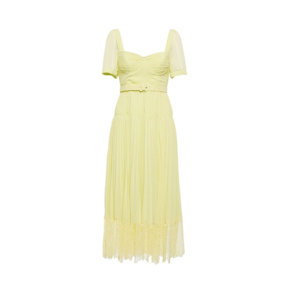 Lace-Trimmed Chiffon Midi Dress