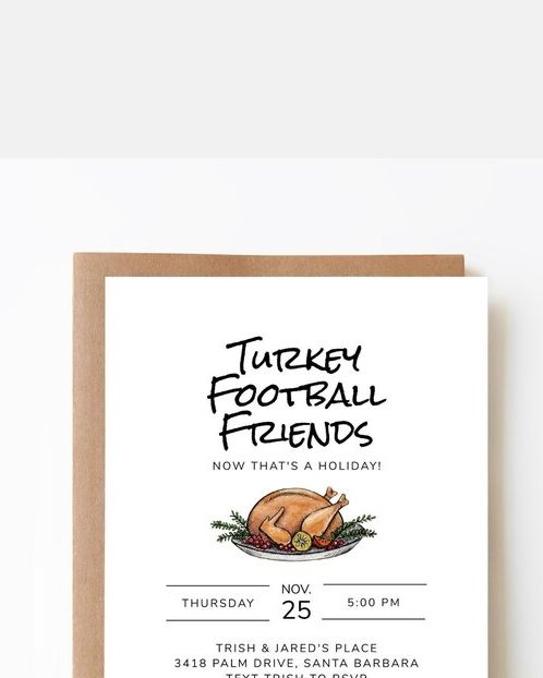 'Turkey, Football, Friends' Friendsgiving Invitation