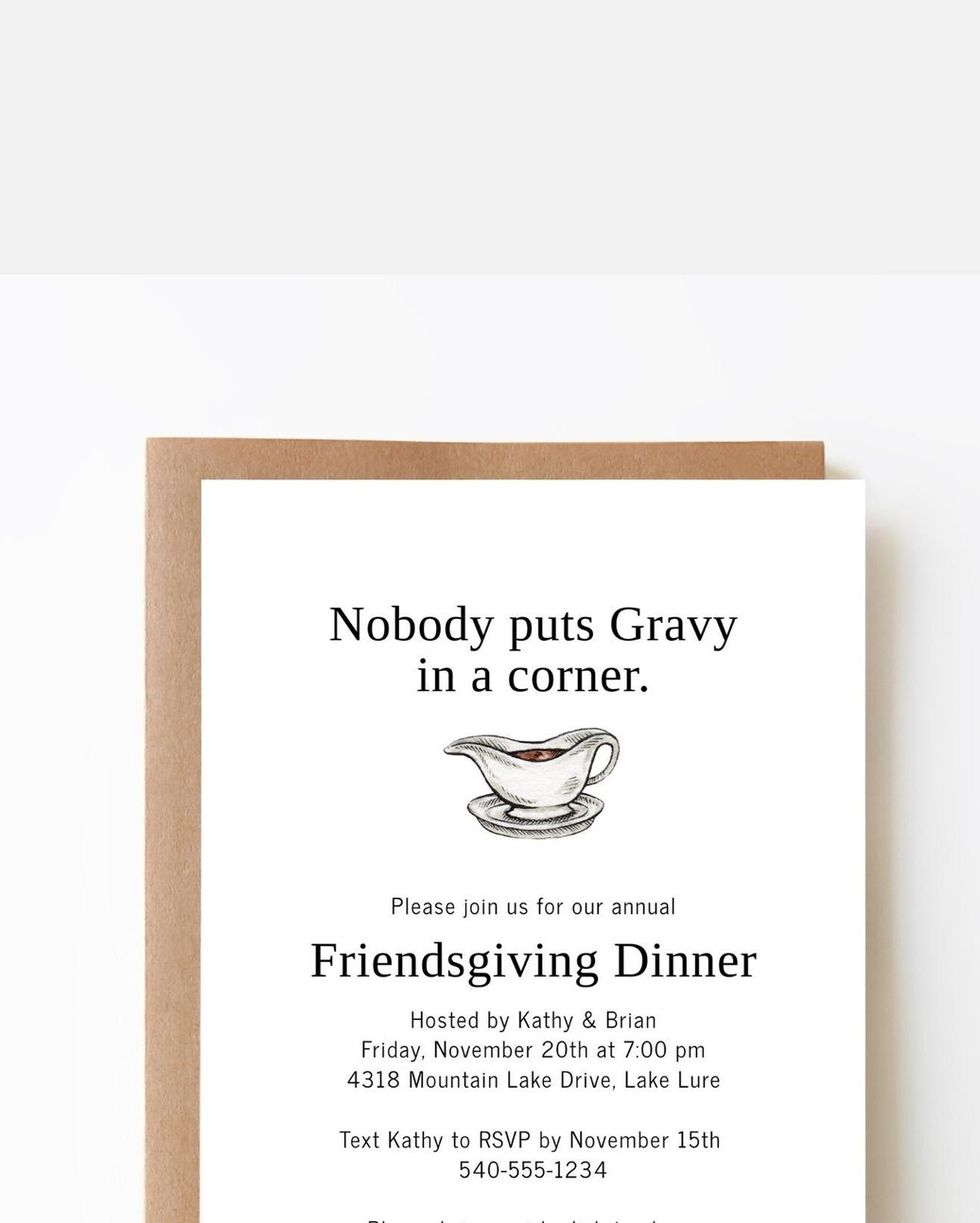 'Nobody Puts Gravy in a Corner' Friendsgiving Invitation