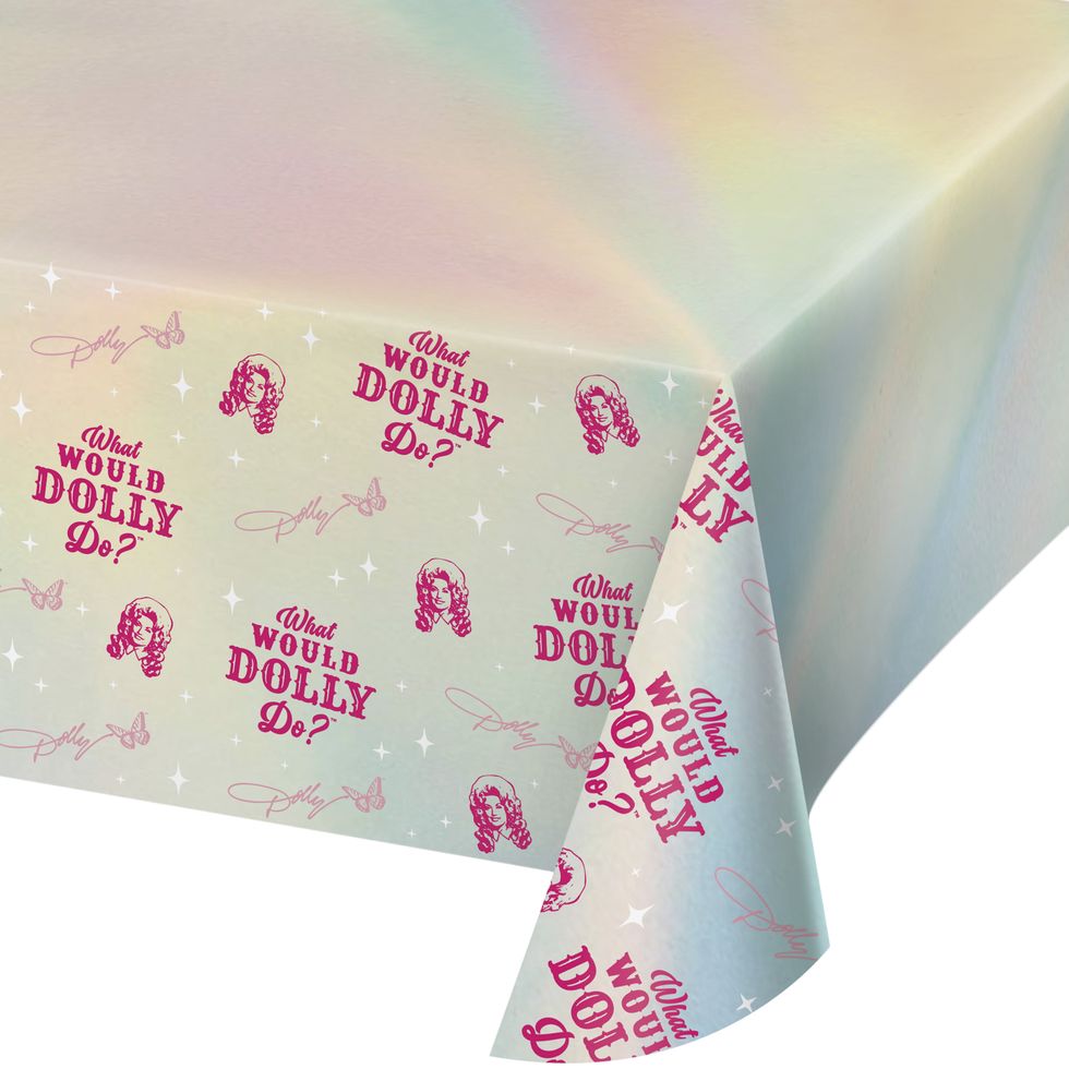 Dolly Parton What Would Dolly Do Iridescent Foil Tablecloth