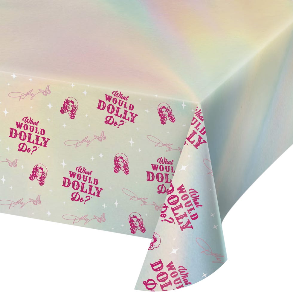 Dolly Parton What Would Dolly Do Iridescent Foil Tablecloth Dolly Parton What Would Dolly Do Iridescent Foil Tablecloth