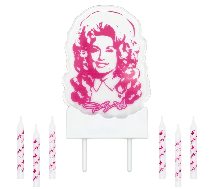 Birthday Candles and Light-up Pink Acrylic Cake Topper Set, 7 Ct