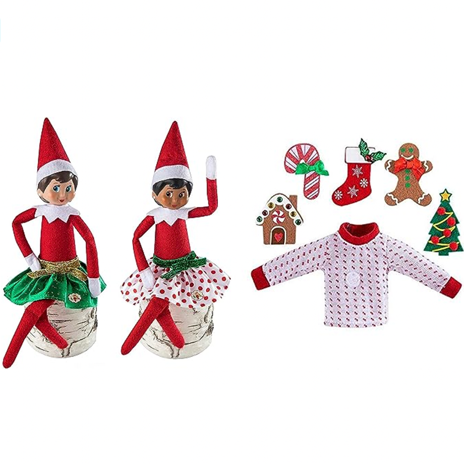 The Elf on the Shelf Outfit Set - Festive Skirts and DIY Ugly Sweater