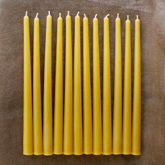 12" 100% Pure Beeswax Tapers