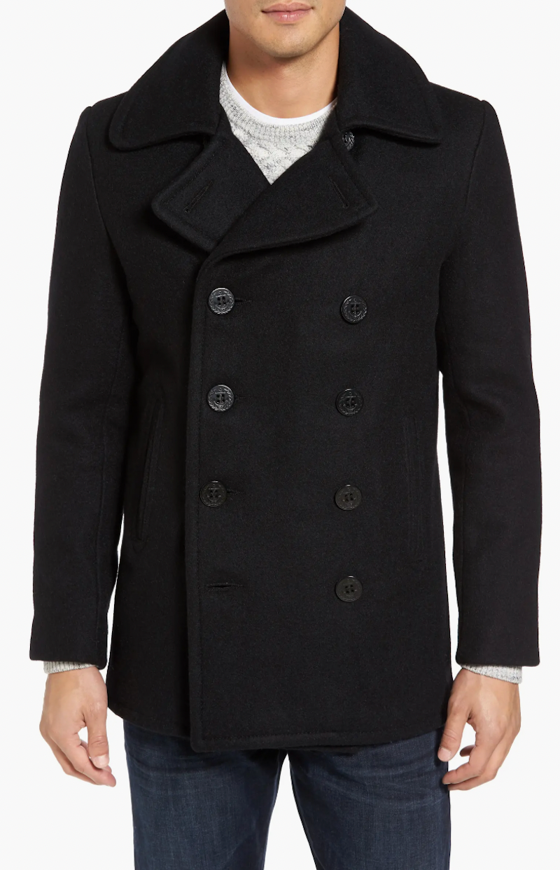 Slim Fit Wool Blend Peacoat