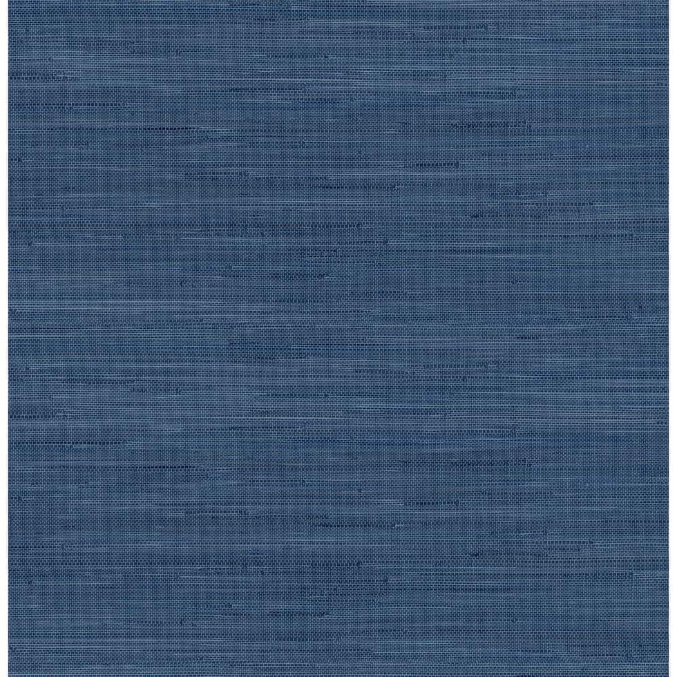 Navy Blue Classic Faux-Grasscloth Peel and Stick Wallpaper