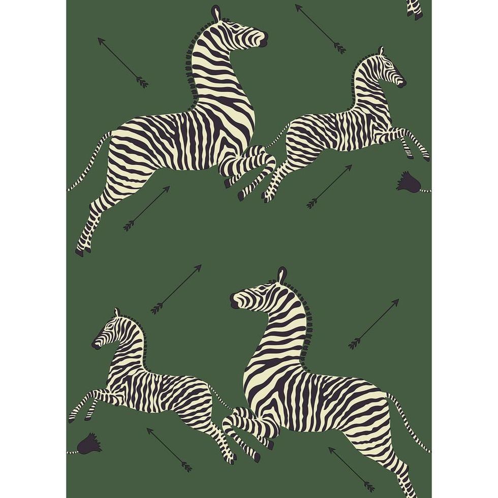 Serengeti Green Zebra Safari Self-Adhesive Wallpaper