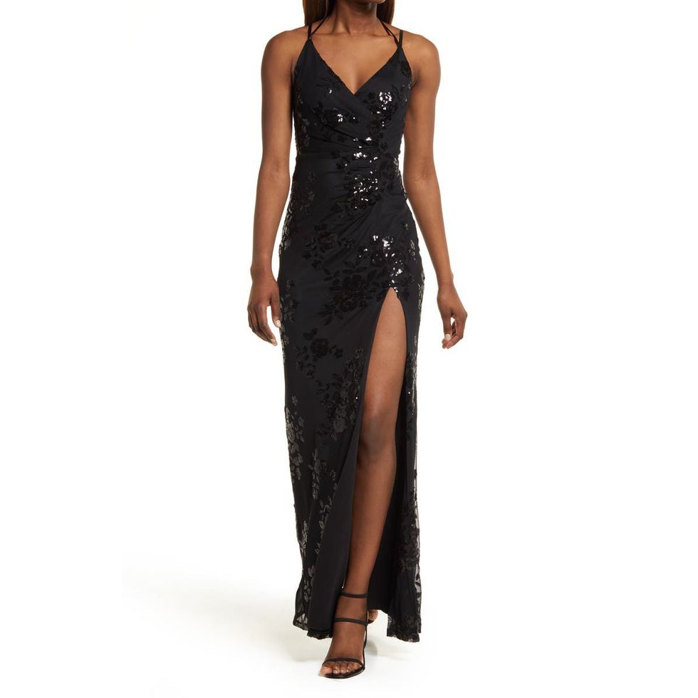 Sequin Ruched Mesh Dress