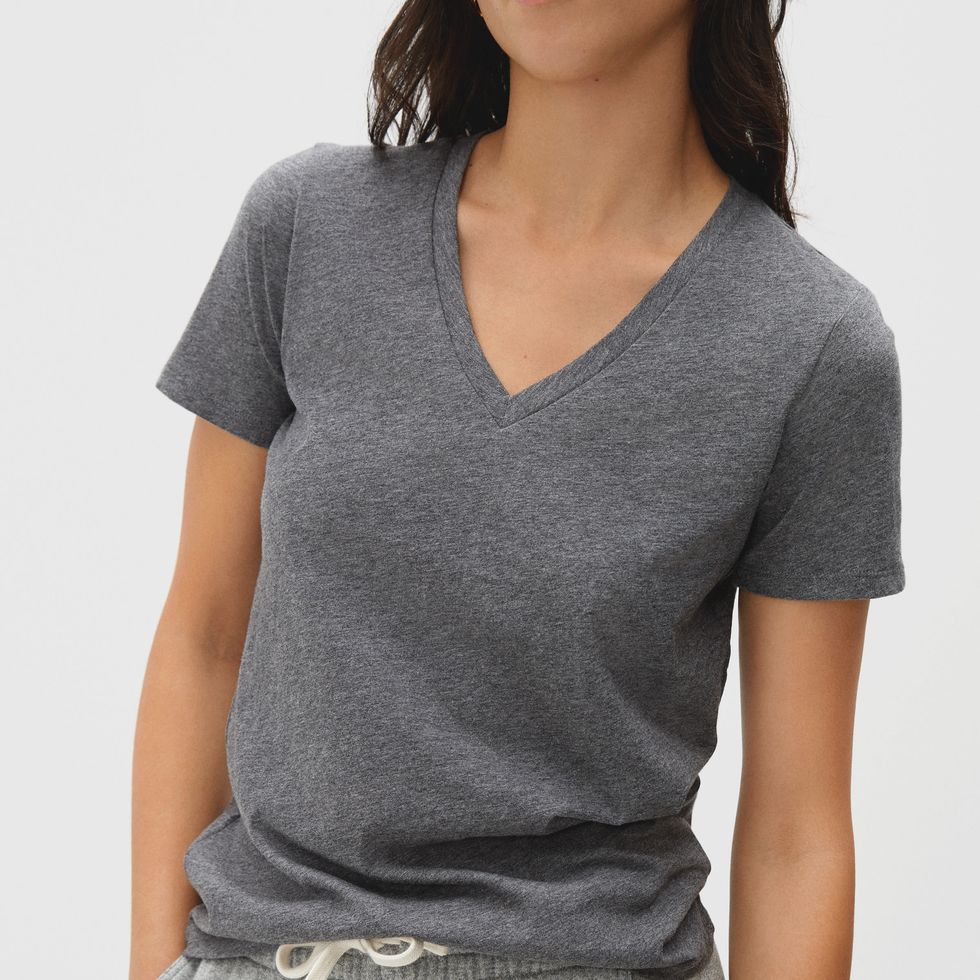 Organic Cotton V-Neck Cropped T-Shirt