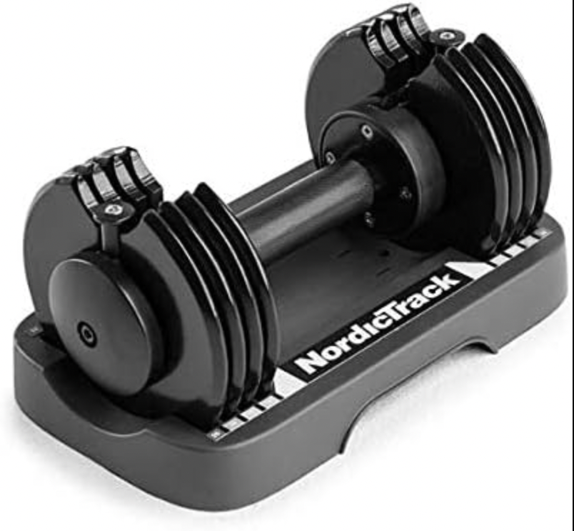 Adjustable dumbbells with a choice of 25 lb weights