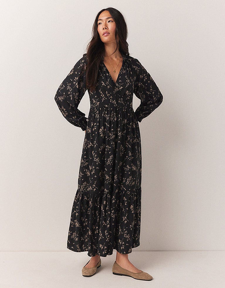 Printed Tiered Wrap Dress