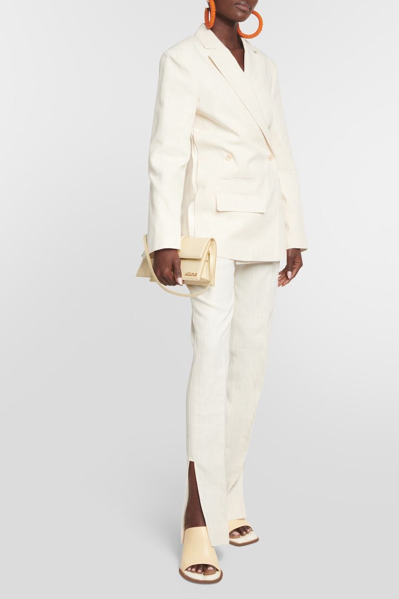 White Blazer Trouser Suit for Women, Short Blazer and Pants With Slits, White  Bridal Civil Wedding, Wedding Guest Suit 