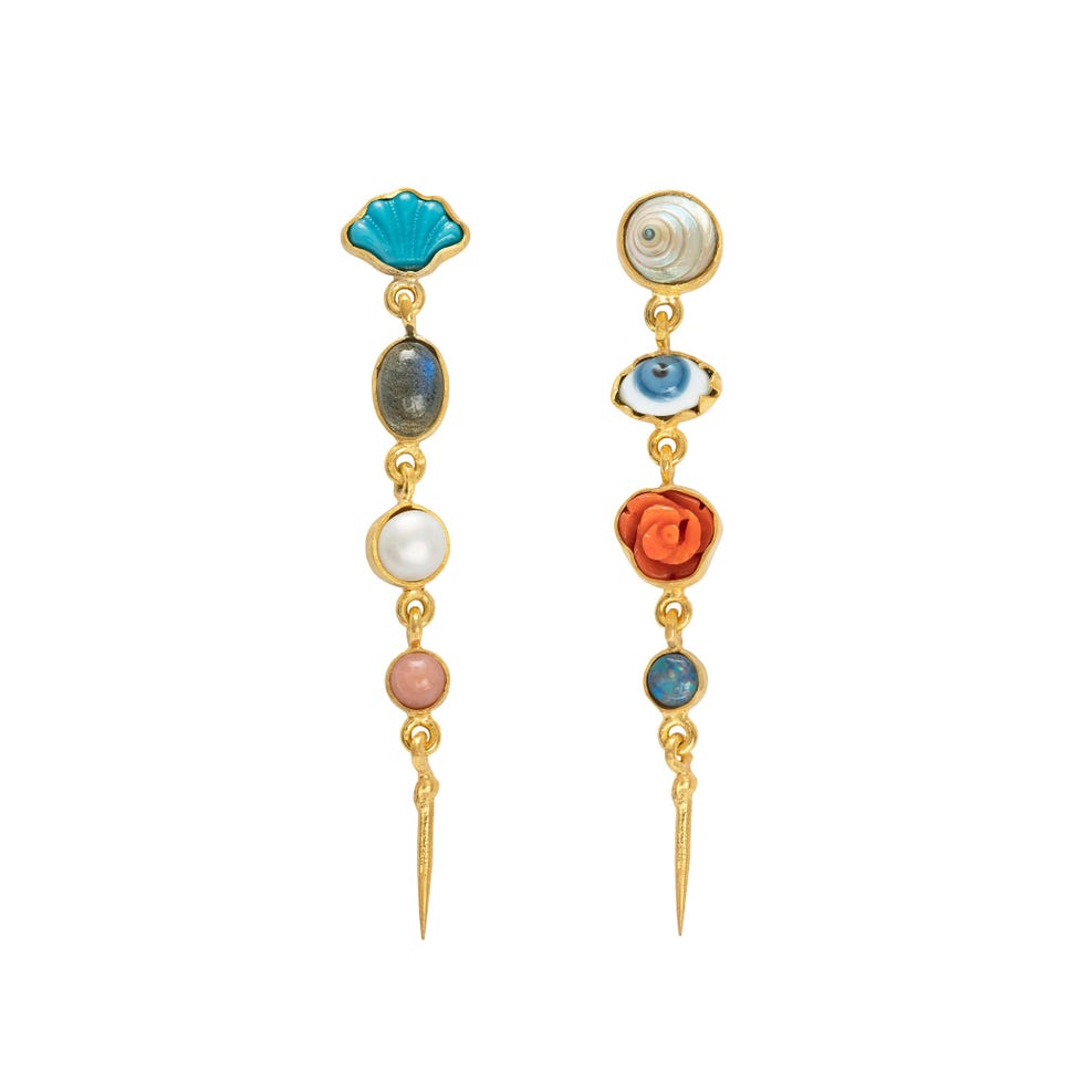 Four Charm With Victorian Drop Earrings Four Charm With Victorian Drop Earrings