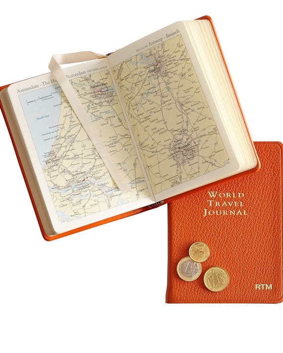 Leather Bound World Travel Journal