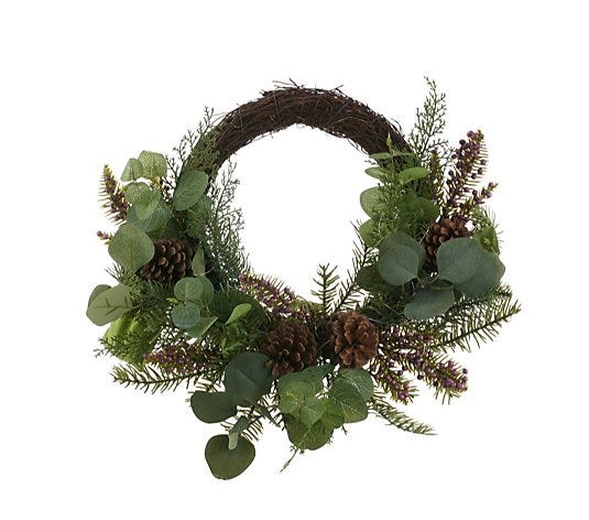Sara Davies Pre-Lit Faux Eucalyptus and Berry Half Wreath