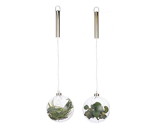 Sara Davies Set of 2 15 cm Pre-Lit Foliage Glass Baubles