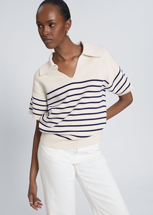 Striped collared hotsell shirt womens