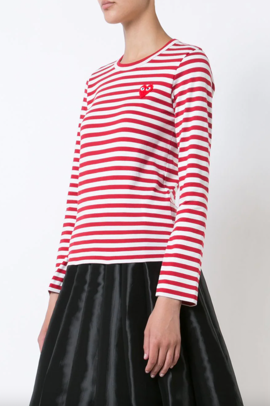 Little red heart striped T-shirt