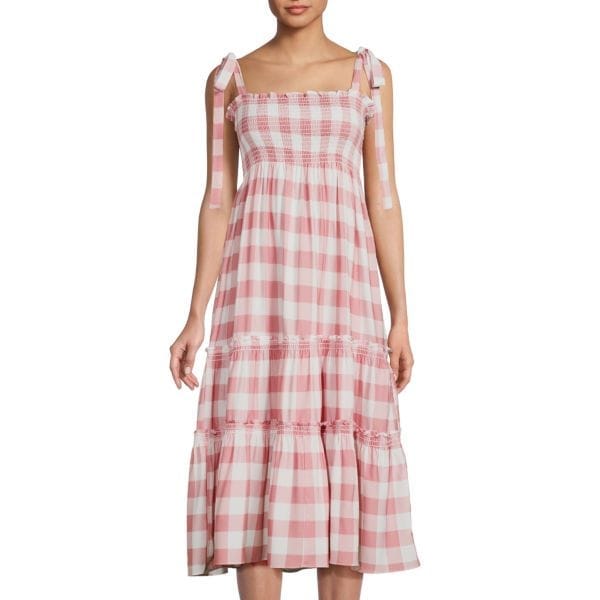 Gingham Tiered Midi Dress Gingham Tiered Midi Dress