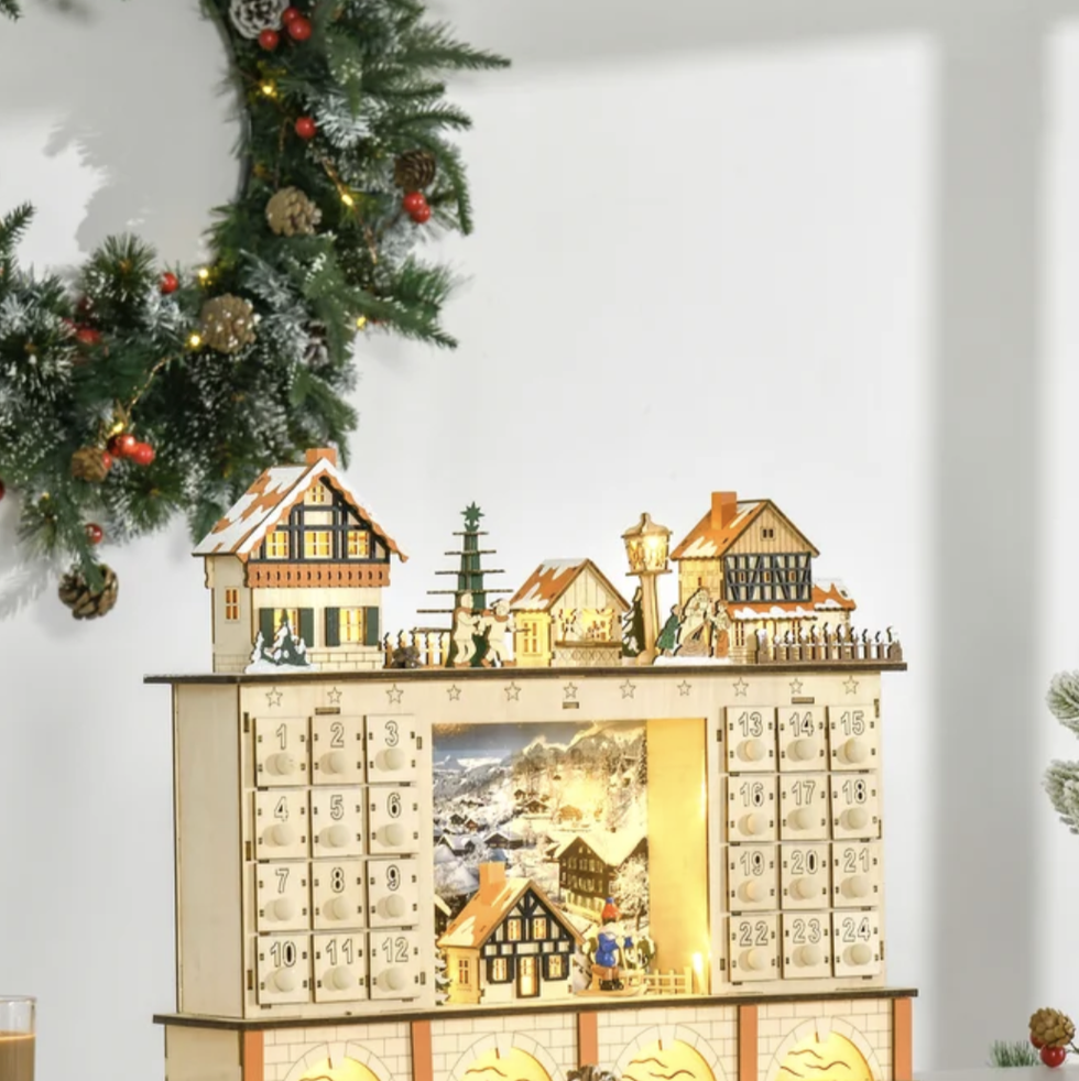 FUN LITTLE TOYS Christmas Advent Calendar 2023, 12 Wooden Tabletop  Christmas Tree & 24 Tiny Ornaments, 24 Days Christmas Countdown Calendar  with 3D