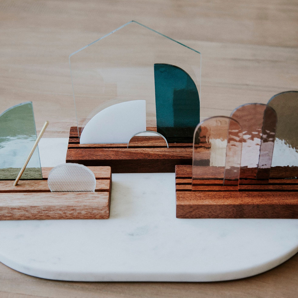 Glass Modern Stained Glass Nativity Set