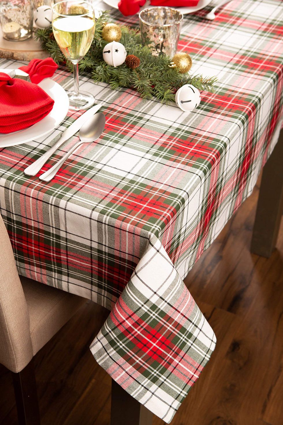 DII Tartan Plaid Holiday Tablecloth