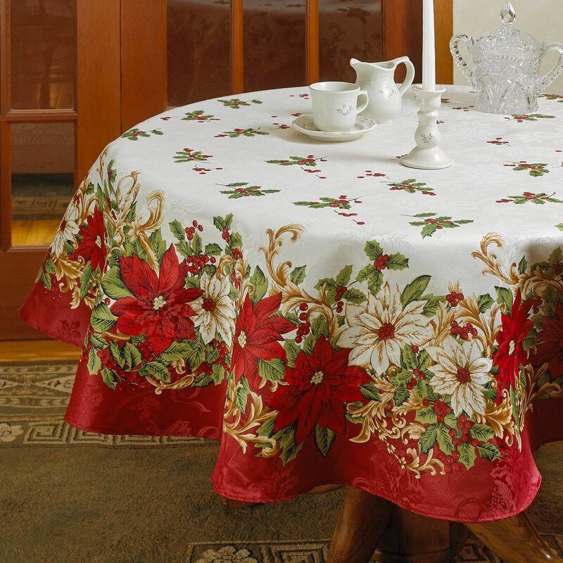 Nora Floral Round Christmas Tablecloth