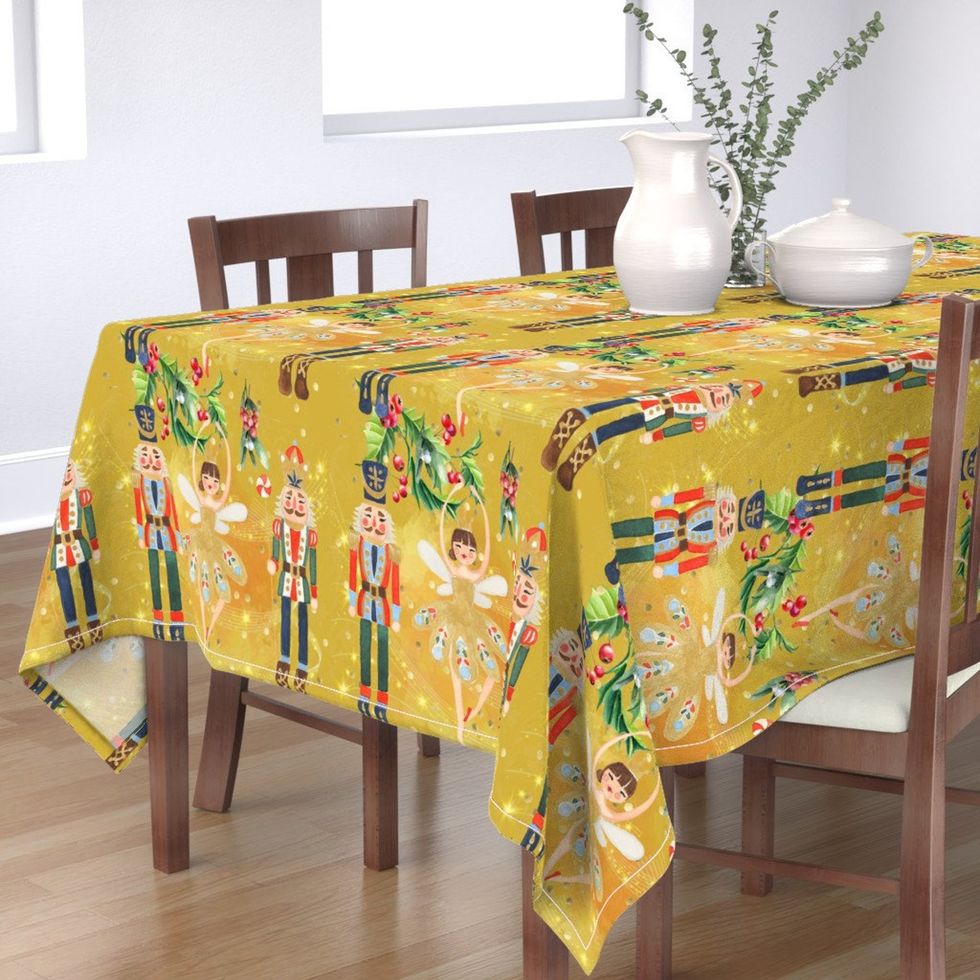 Gold Nutcracker Cotton Sateen Tablecloth