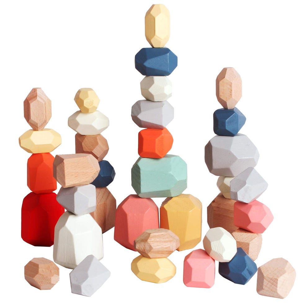 36 PCS Wooden Sorting Stacking Rocks Stones 36 PCS Wooden Sorting Stacking Rocks Stones