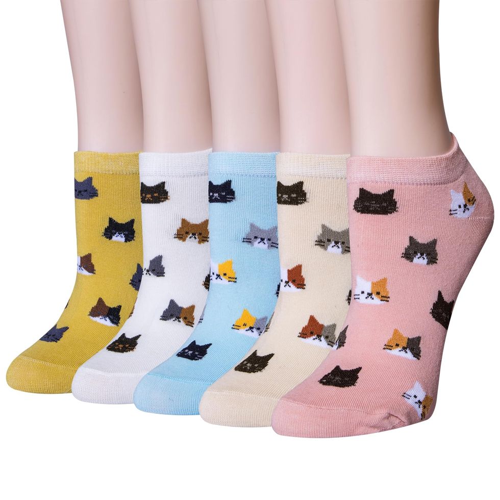 Justay 5 Pairs Womens Cute Cat Socks 