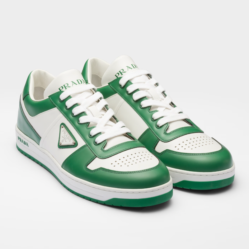 White/green Downtown Leather Sneakers