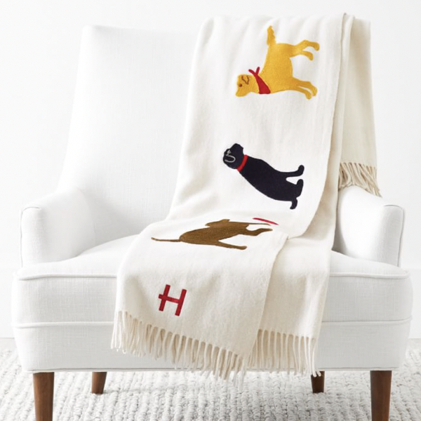 Hand-Embroidered Wool Throw