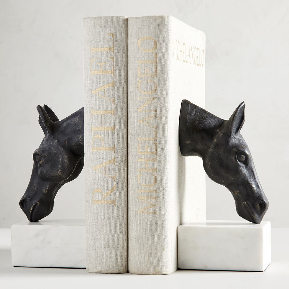 Horse & Marble Bookends: Bronze