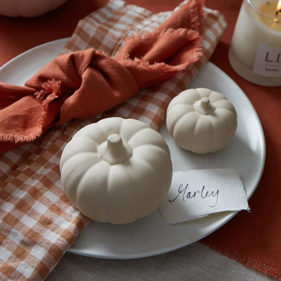 Set of 3 Beige Ceramic Pumpkins