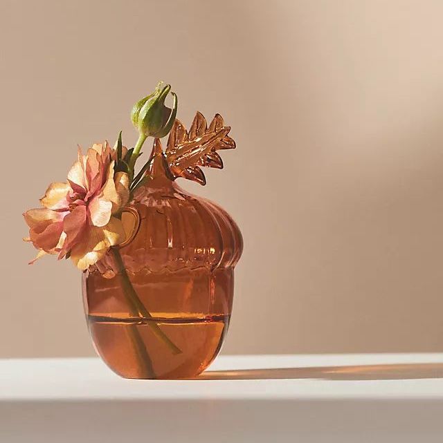 Autumn Glass Acorn Bud Vase