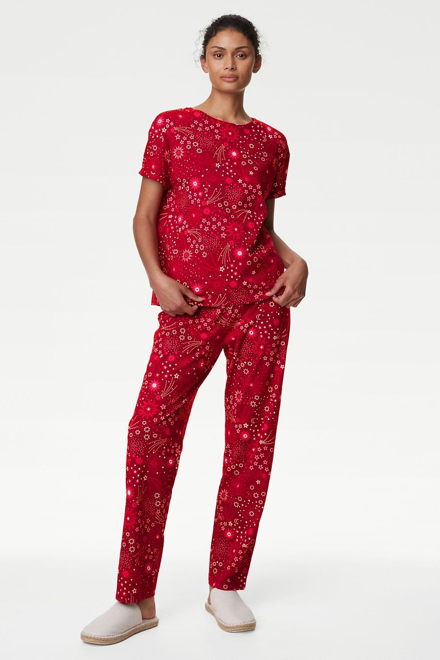 Pure Cotton Star Print Pyjama Set, £15