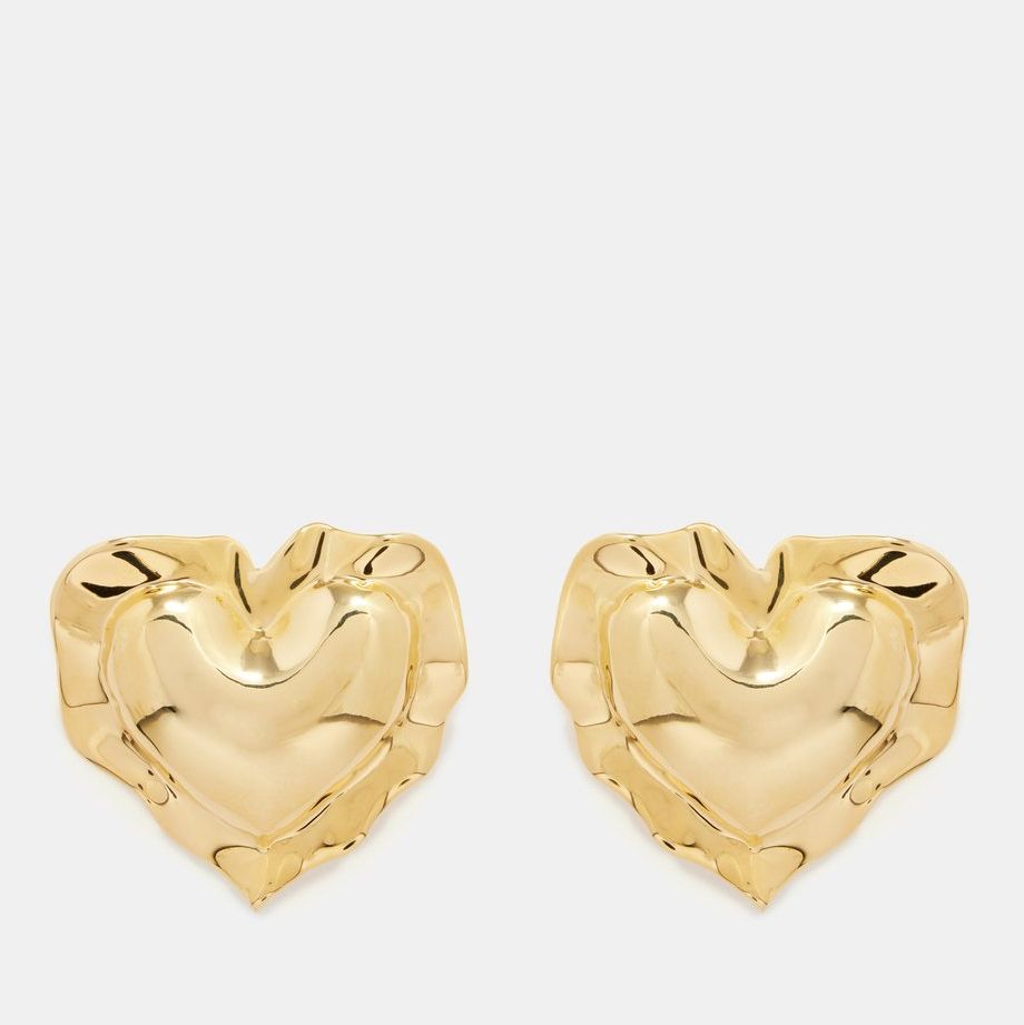 Heart Cushion Gold-Plated Earrings