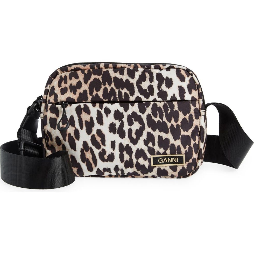 Khaki Leopard Print Strap Cross Body Bag