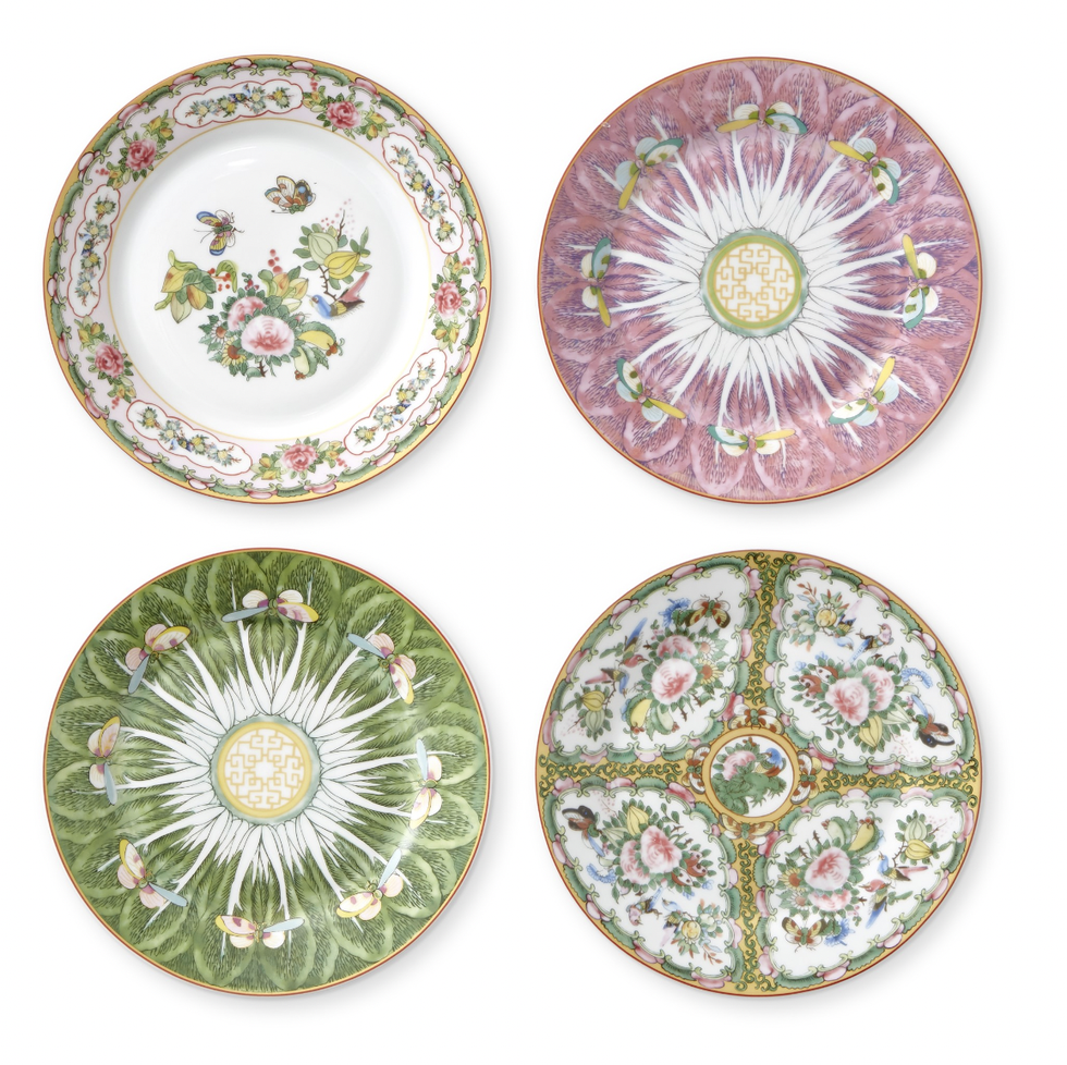 Famille Rose Mixed Salad Plates