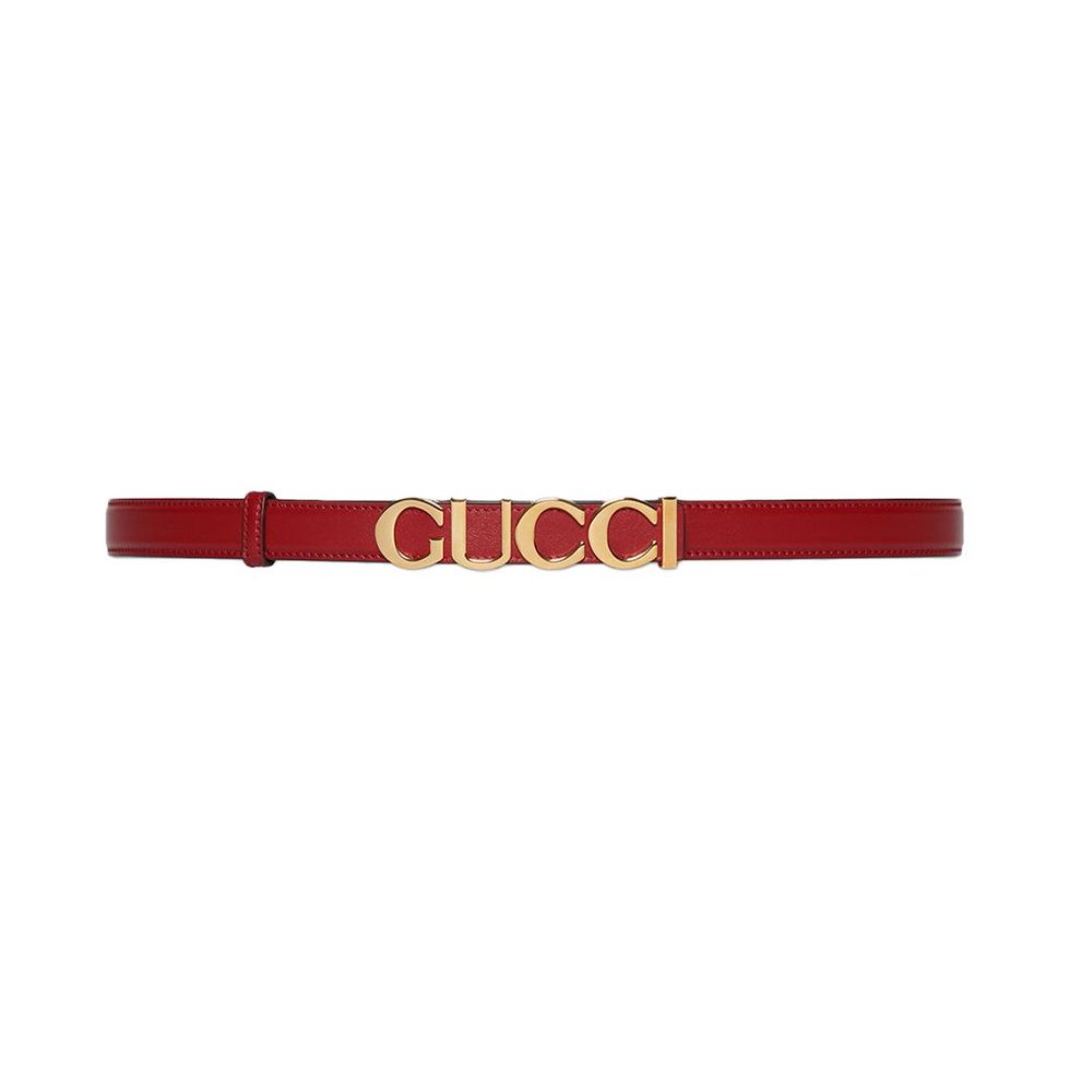 Gucci GG Marmont Caiman Belt with Shiny Buckle, Size 95, Black, Precious