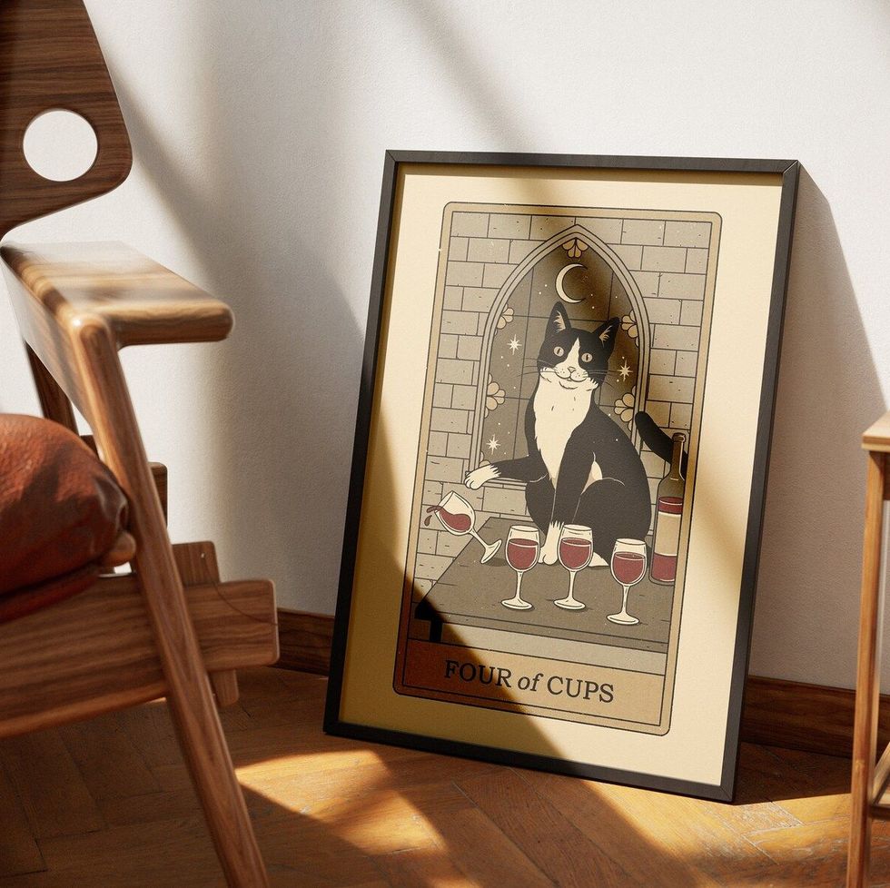 Four of Cups Cat Tarot Poster