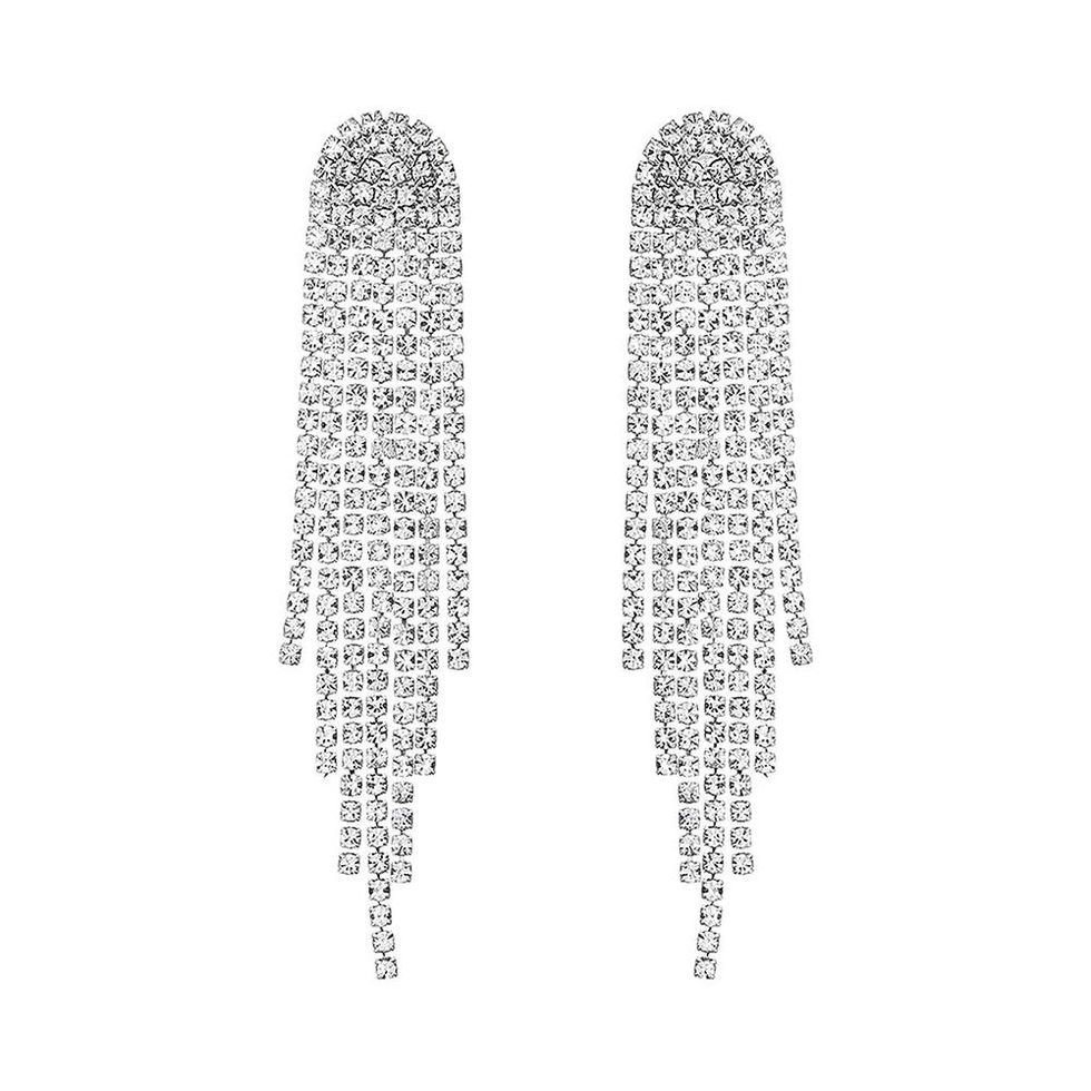 Long Crystal Tassel Earrings  