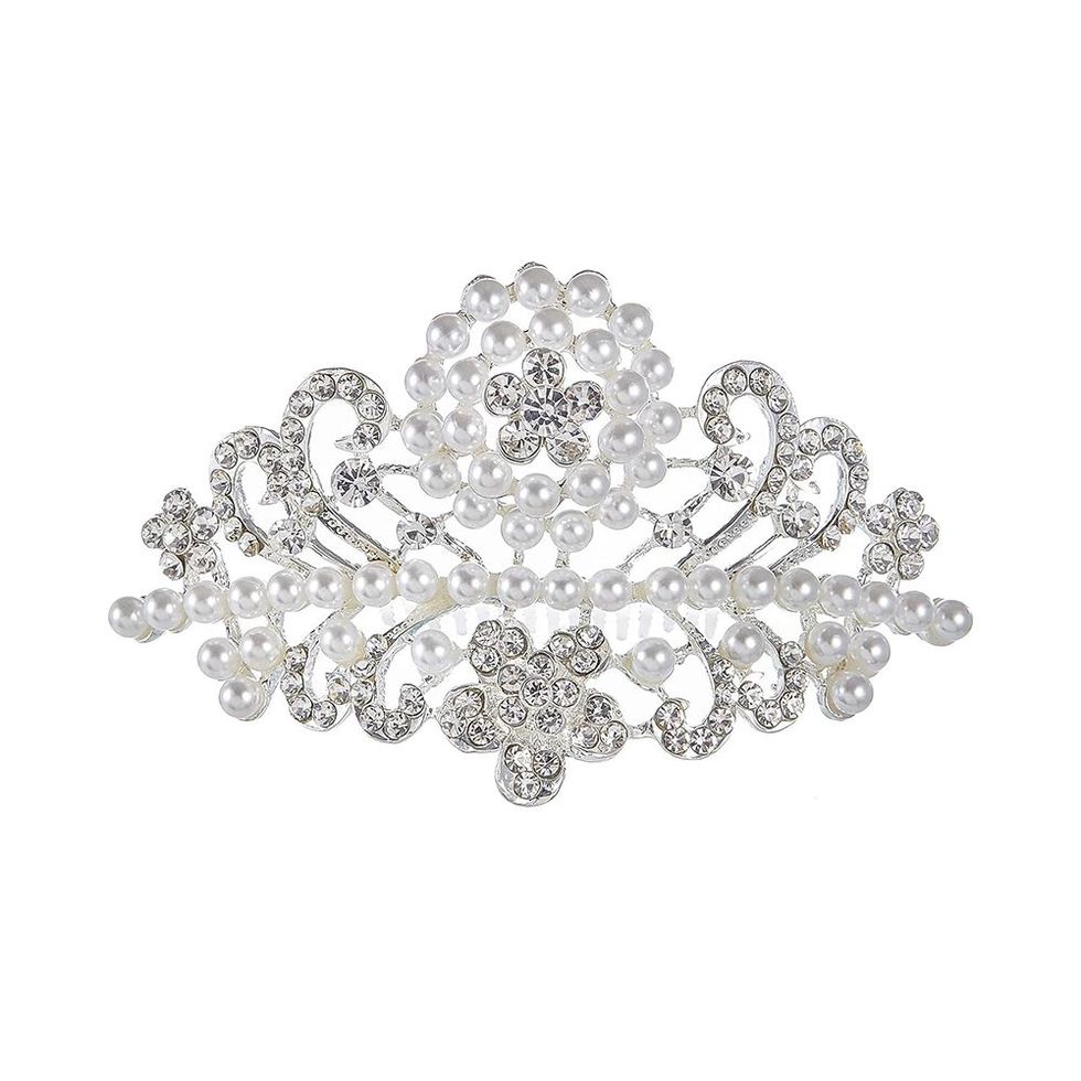 Pearls Crown Comb Tiara Audrey Hepburn Holly Golightly Hair Piece 