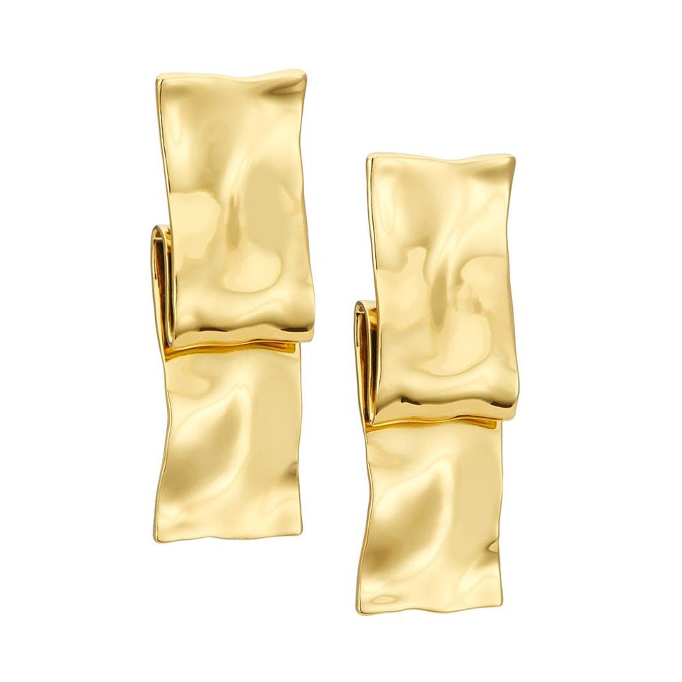 Twisted Gold Folded Ribbon Large Post Earring