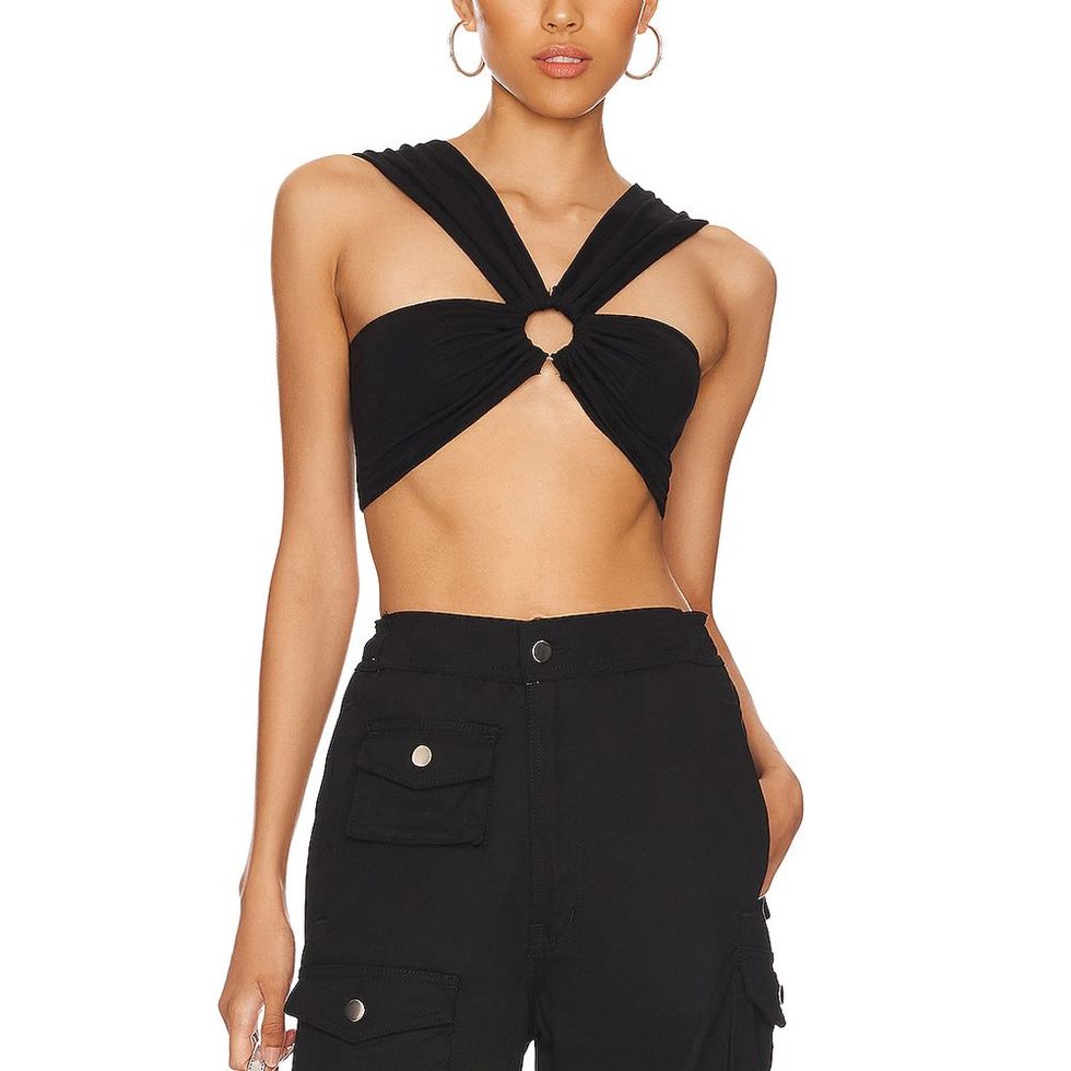 Kenny Top - Cropped Sequin Corset Top in Black